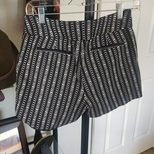 New York & Company High Waist Black and White Patterned Shorts